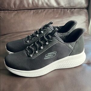 Skechers Black and White Men's Hands Free Slip-In Sneakers